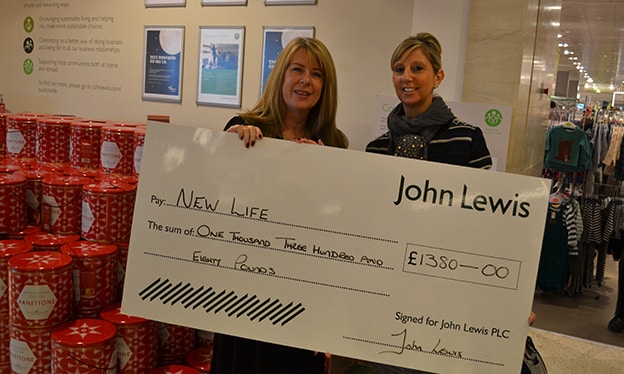 JOHN LEWIS IN CHEADLE DONATES £1,380 TO NEWLIFE