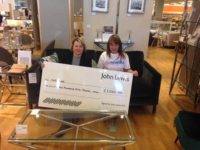 JOHN LEWIS IN SHEFFIELD DONATES £1,050 TO NEWLIFE