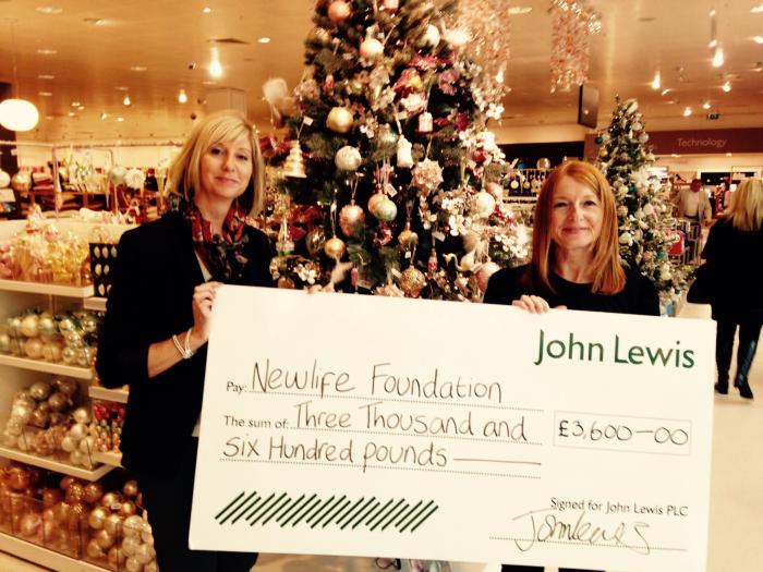 JOHN LEWIS IN TRAFFORD DONATES £3,600 TO NEWLIFE
