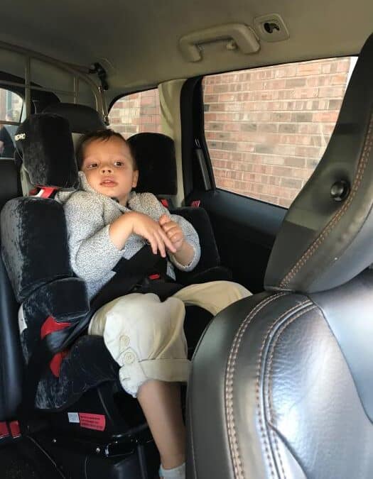 CAR SEAT FOR THEO TO ATTEND VITAL HOSPITAL APPOINTMENTS, FOLLOWING BRAIN SURGERY